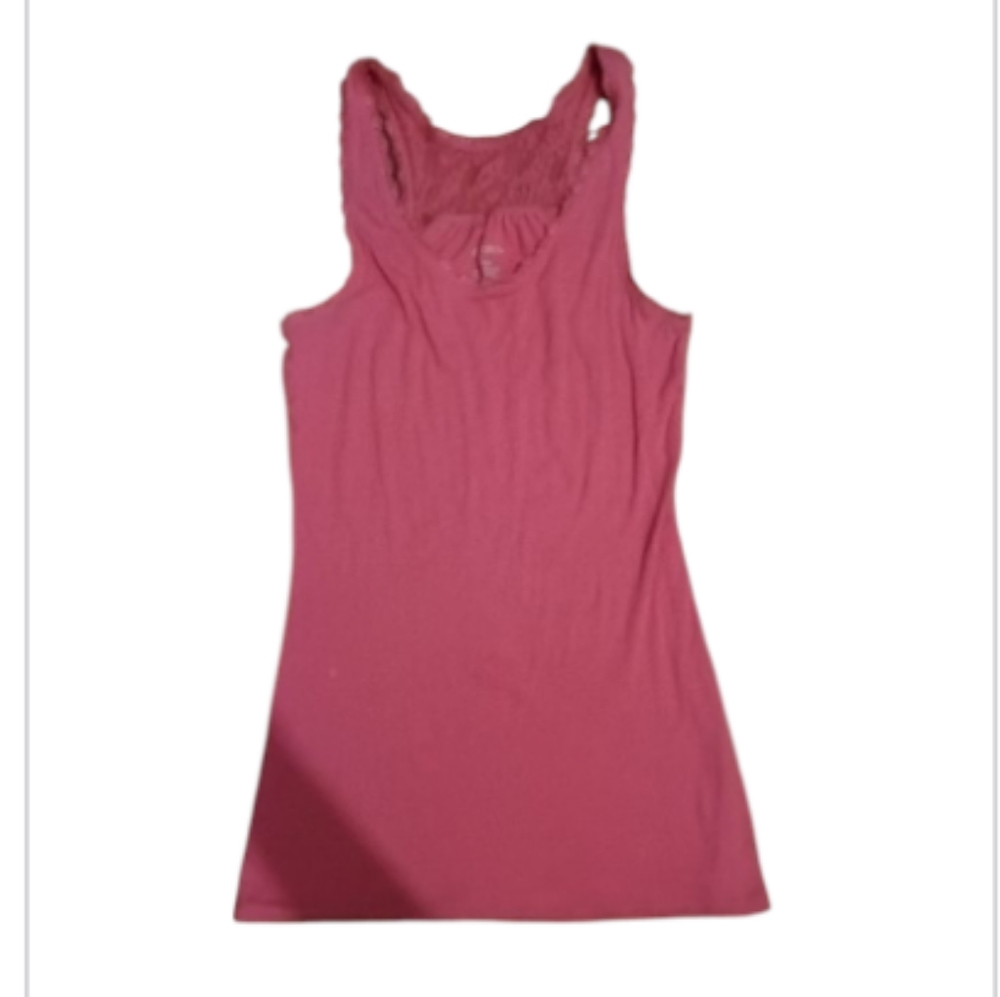 Pink Lace Trim Sleep Tank Top